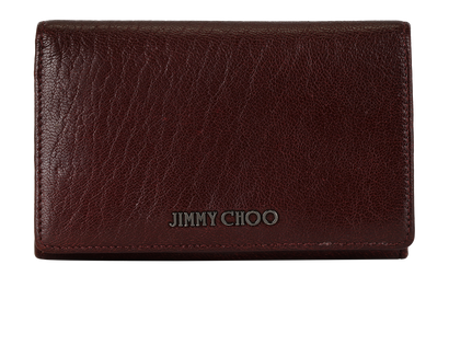 Jimmy Choo Logo Compact Wallet, &pound;110, Accessories, Burgundy, Leather, Front view